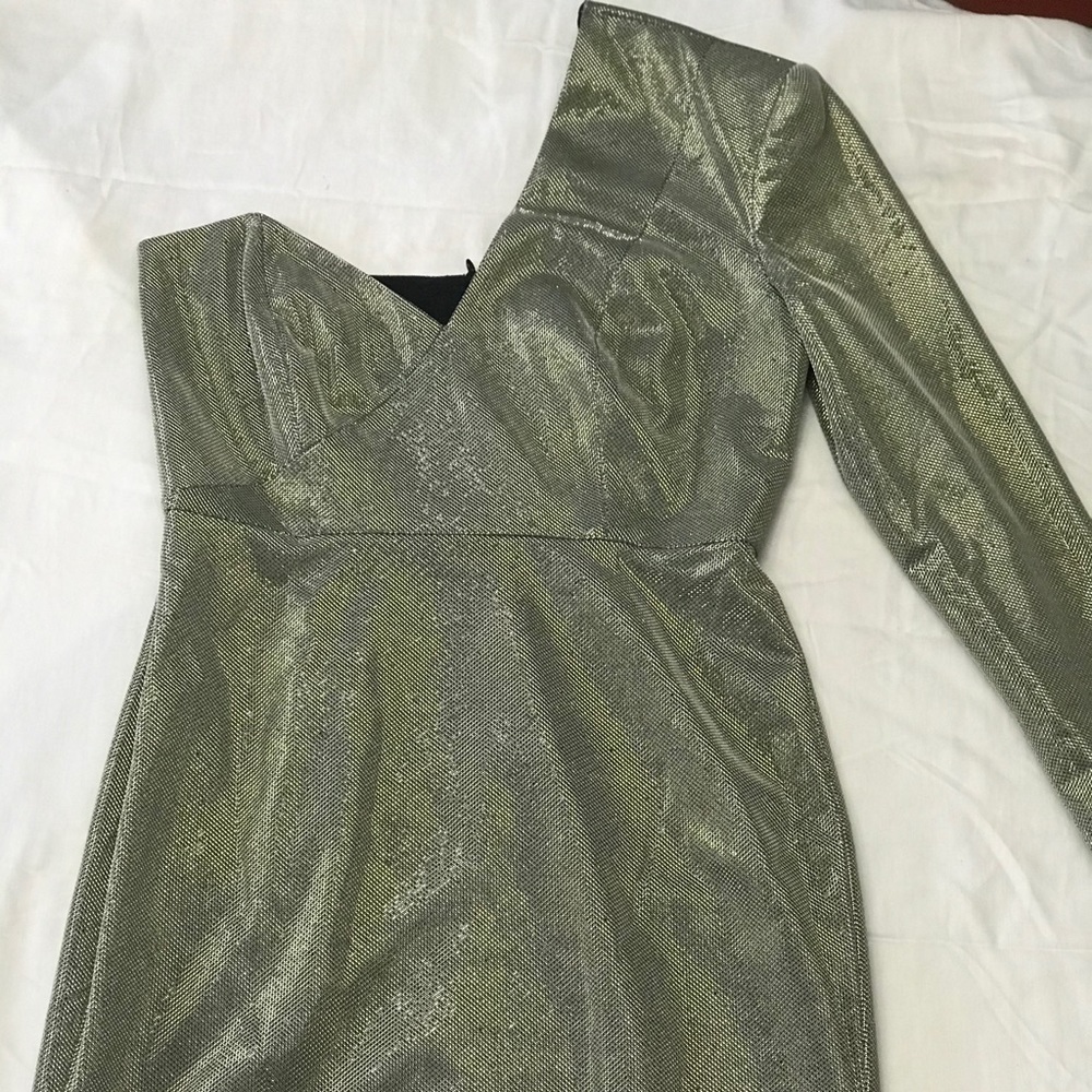 Michelle Mason Shimmer Assymetrical Cocktail Dress